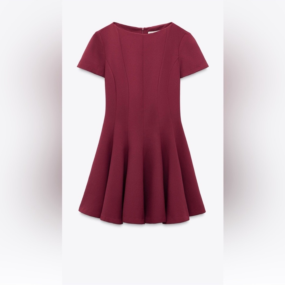 Zara Girls Short Sleeve Skater Dress in Wine